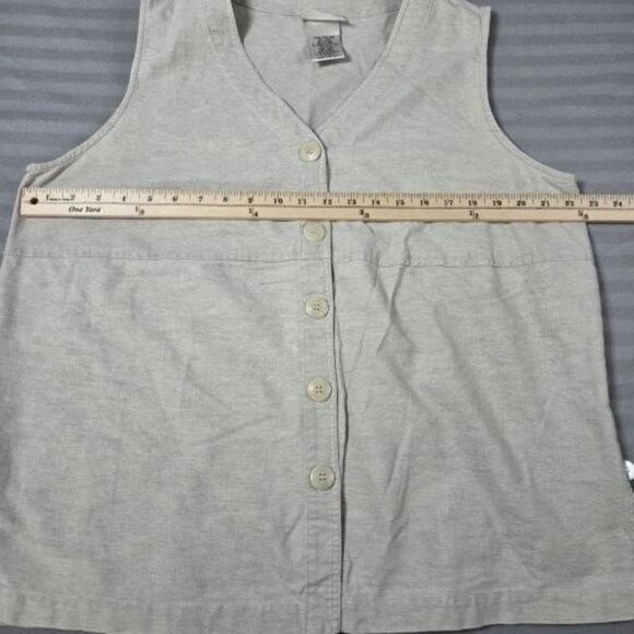 Kathie Lee Vest Womens 14W 16W Beige Linen Cotton Button Front Plus Size Casual - Picture 5 of 11